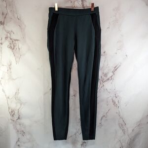 Betabrand Pants Womens Small Long Green Black Mid Rise Skinny Legging Crop